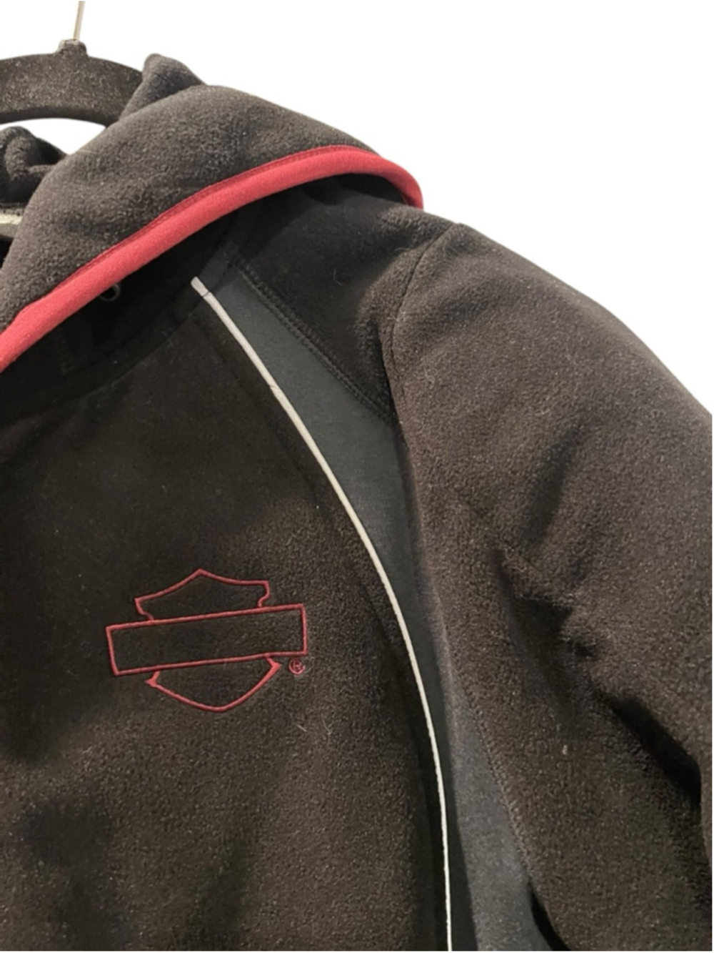 Harley Davidson Womens Fleece Reflective Hooded Racing Jacket Padding Size Large - Picture 3 of 11